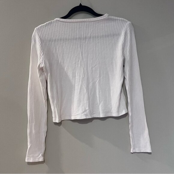 Reformation White Ribbed Long Sleeve Top - Picture 2 of 5